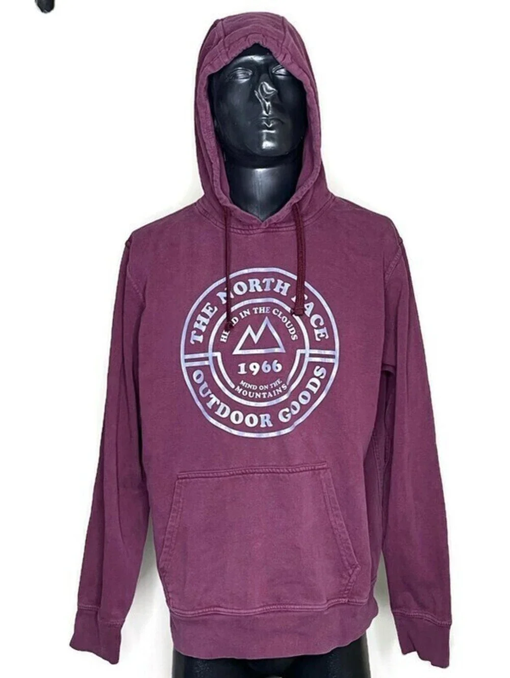 The North Face Outdoor Goods Burgundy Pull Over Hoodie Sweatshirt Mens Size L